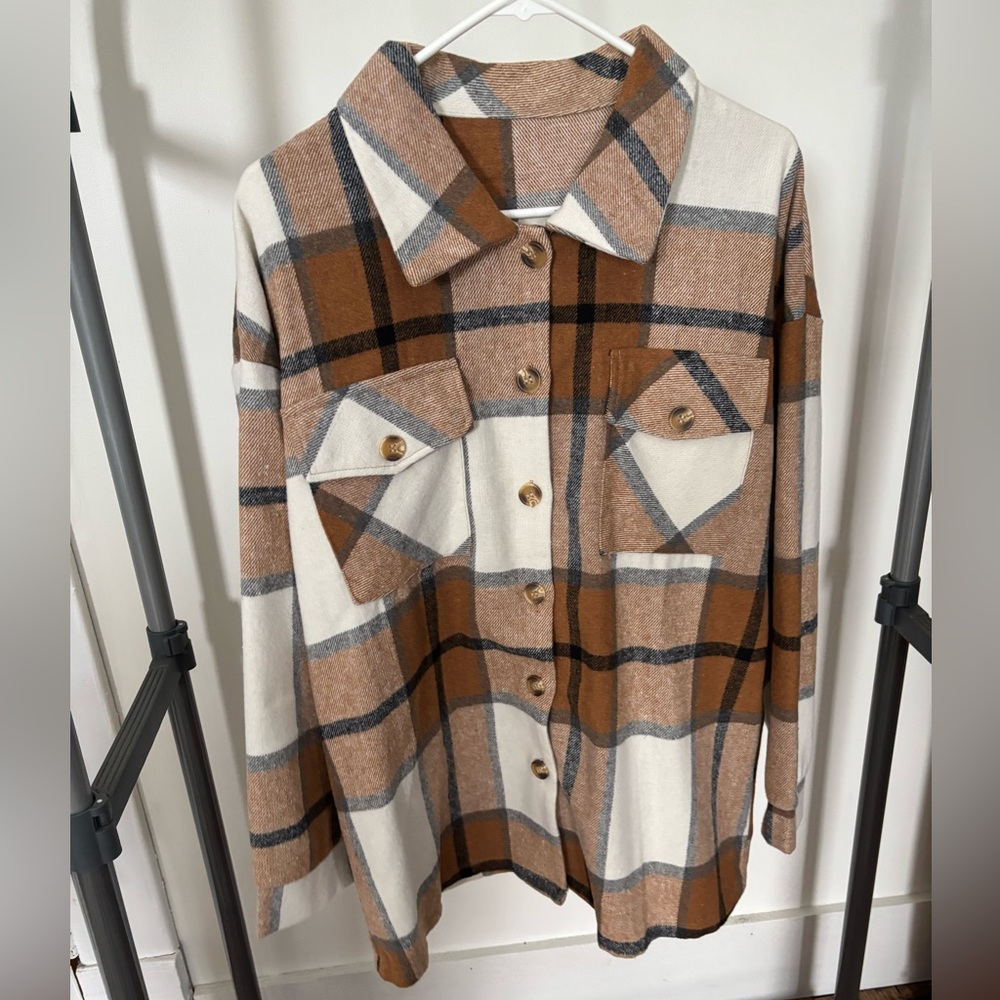 Brown & Cream Flannel Shacket